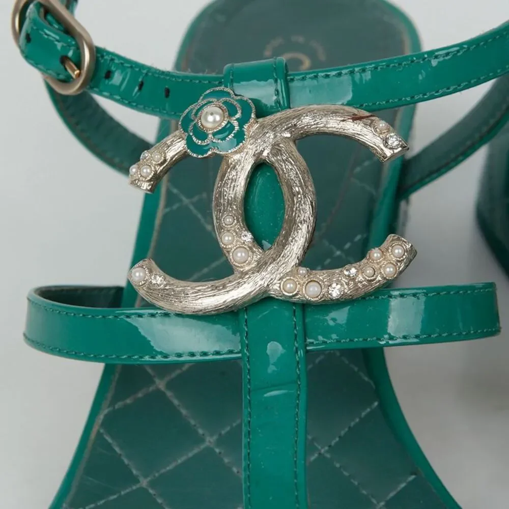 Cc Logo Strap Sandals Size